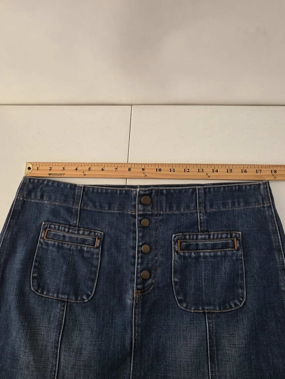 Gap Denim Midi‎ Skirt Size 14 Cotton Button Front Western Y2K Jean Skirt Boho